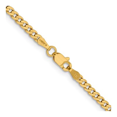 14K Yellow Gold 2.3mm Flat Beveled Curb Chain – view 3