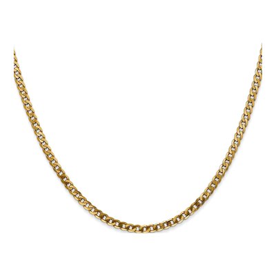 14K Yellow Gold 2.9mm Beveled Flat Curb Chain – view 2