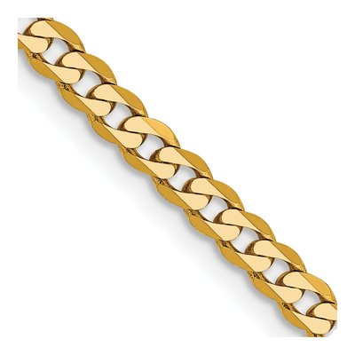 14K Yellow Gold 2.9mm Beveled Flat Curb Chain