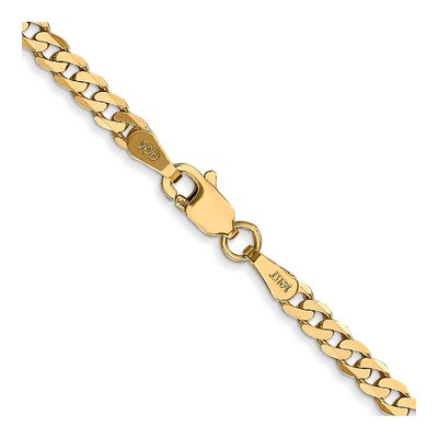 14K Yellow Gold 2.9mm 26-In Beveled Flat Curb Chain – view 3