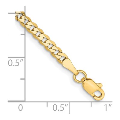 14K Yellow Gold 2.9mm Flat Beveled Curb Chain Bracelet – view 3