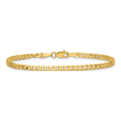 14K Yellow Gold 2.9mm Flat Beveled Curb Chain Bracelet – view 4