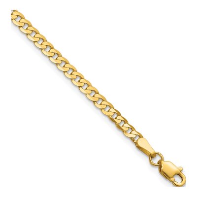 14K Yellow Gold 2.9mm Flat Beveled Curb Chain Bracelet