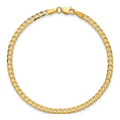 14K Yellow Gold 2.9mm Flat Beveled Curb Chain Bracelet – view 5