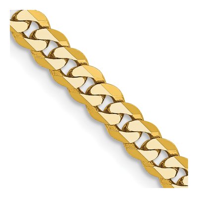 14K Yellow Gold 3.9mm Flat Beveled Curb Chain