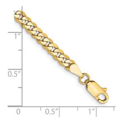 14K Yellow Gold 3.9mm Flat Beveled Curb Chain Bracelet – view 3