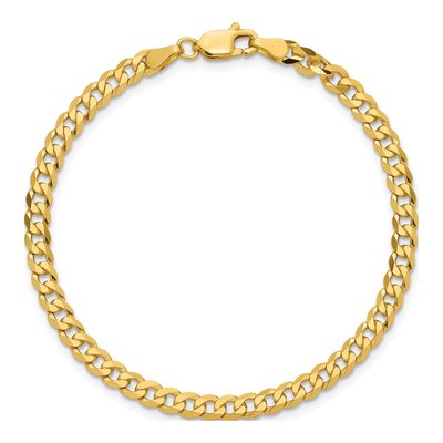 14K Yellow Gold 3.9mm Flat Beveled Curb Chain Bracelet – view 5
