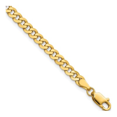 14K Yellow Gold 3.9mm Flat Beveled Curb Chain Bracelet