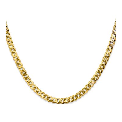 14K Yellow Gold 4.75mm Flat Beveled Curb Chain – view 2