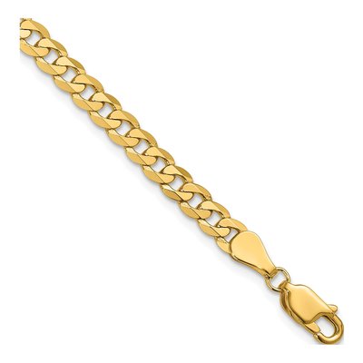 14K Yellow Gold 4.75mm Flat Beveled Curb Chain Bracelet