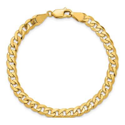 14K Yellow Gold 5.75mm Flat 8-Inch Beveled Curb Chain Bracelet – view 5
