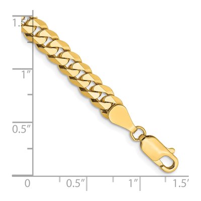 14K Yellow Gold 5.75mm Flat Beveled Curb Chain Anklet – view 3