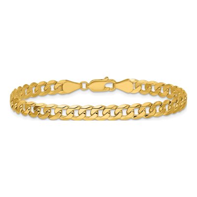 14K Yellow Gold 5.75mm Flat Beveled Curb Chain Anklet – view 4