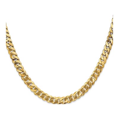 14K Yellow Gold 6.25mm Flat Beveled Curb Chain – view 2