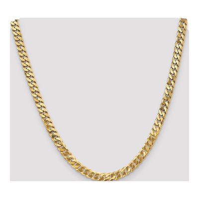 14K Yellow Gold 6.25mm Flat Beveled Curb Chain – view 5