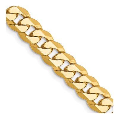14K Yellow Gold 6.25mm Flat Beveled Curb Chain
