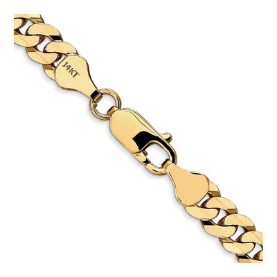 14K Yellow Gold 6.25mm Flat Beveled Curb Chain – view 3