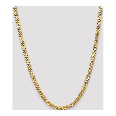 14K Yellow Gold 6.25mm Flat Beveled Curb Chain – view 4