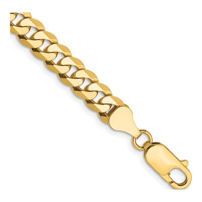 14K Yellow Gold 6.25mm Flat Beveled Curb Chain Bracelet