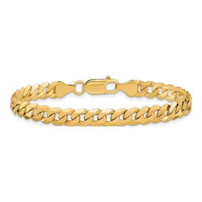 14K Yellow Gold 6.25mm Flat Beveled Curb Chain Bracelet – view 3