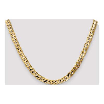 14K Yellow Gold 7.25mm Flat Beveled Curb Chain – view 4