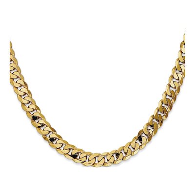 14K Yellow Gold 7.25mm Flat Beveled Curb Chain – view 2