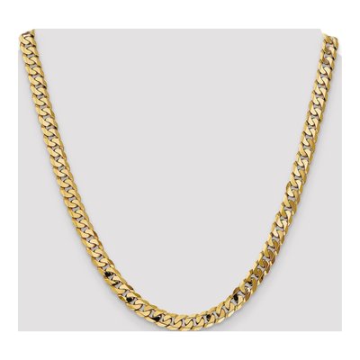 14K Yellow Gold 7.25mm Flat Beveled Curb Chain – view 4