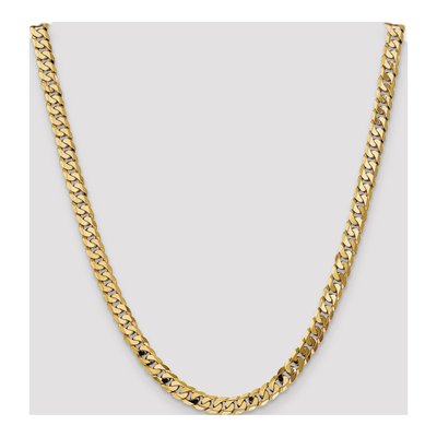 14K Yellow Gold 7.25mm Flat Beveled Curb Chain – view 4