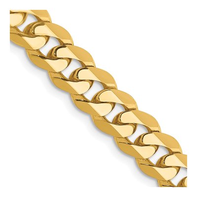 14K Yellow Gold 7.25mm Flat Beveled Curb Chain