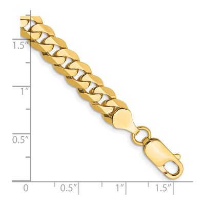 14K Yellow Gold 7.25mm Flat Beveled Curb Chain Bracelet – view 2