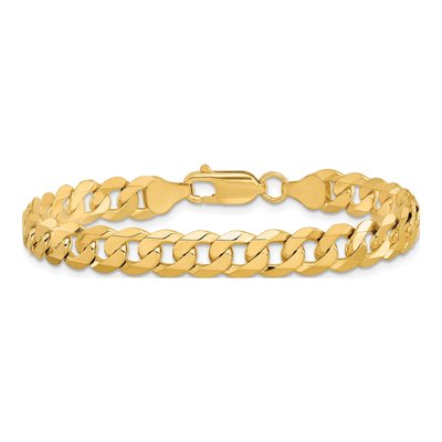 14K Yellow Gold 7.25mm Flat Beveled Curb Chain Anklet – view 3