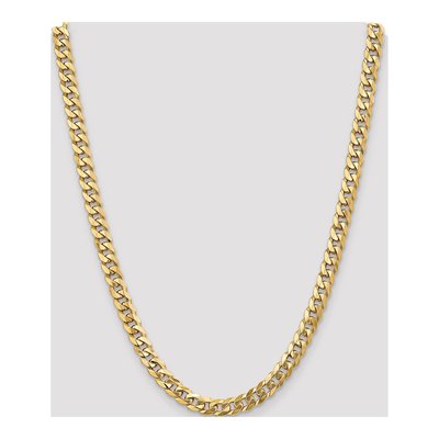 14K Yellow Gold 8mm Flat Beveled Curb Chain – view 4