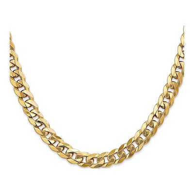 14K Yellow Gold 8mm Flat Beveled Curb Chain – view 2