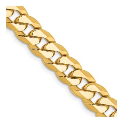 14K Yellow Gold 8mm Flat Beveled Curb Chain