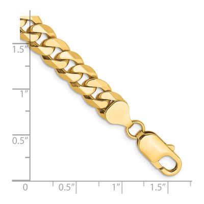 14K Yellow Gold 8mm Flat Beveled Curb Chain Bracelet – view 2