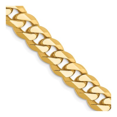 14K Yellow Gold 8.5mm Flat Beveled Curb Chain