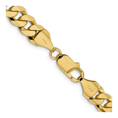 14K Yellow Gold 8.5mm Flat Beveled Curb Chain – view 3