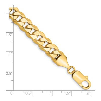 14K Yellow Gold 8.5mm Flat Beveled Curb Chain Bracelet – view 3