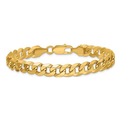 14K Yellow Gold 8.5mm Flat Beveled Curb Chain Bracelet – view 4