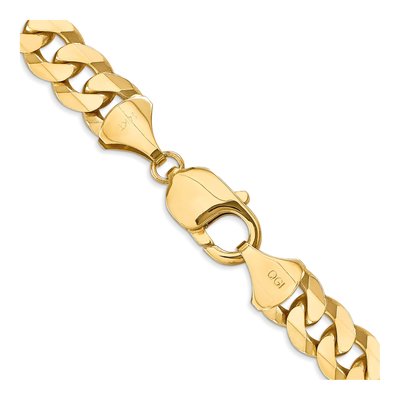 14K Yellow Gold 9.5mm Flat Beveled Curb Chain – view 3