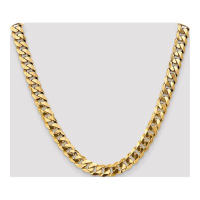 14K Yellow Gold 9.5mm Flat Beveled Curb Chain – view 4