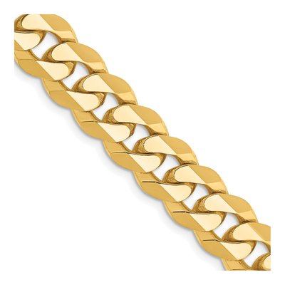 14K Yellow Gold 9.5mm Flat Beveled Curb Chain
