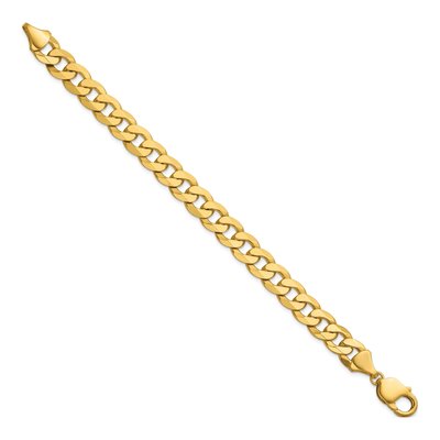 14K Yellow Gold 9.5mm Flat Beveled Curb Chain Bracelet – view 2