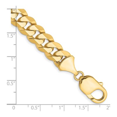 14K Yellow Gold 9.5mm Flat Beveled Curb Chain Bracelet – view 3