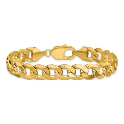 14K Yellow Gold 9.5mm Flat Beveled Curb Chain Bracelet – view 4