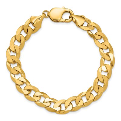 14K Yellow Gold 9.5mm Flat Beveled Curb Chain Bracelet – view 5