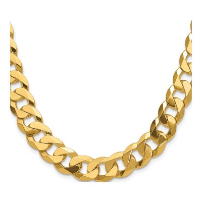 14K Yellow Gold 12mm Flat Beveled Curb Chain – view 2