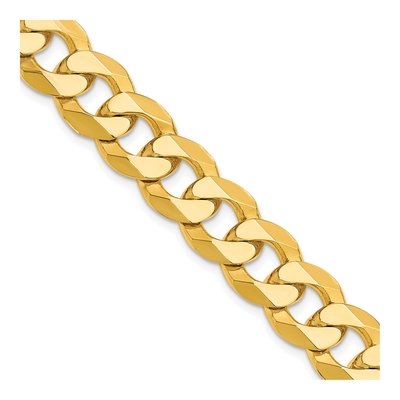 14K Yellow Gold 12mm Flat Beveled Curb Chain