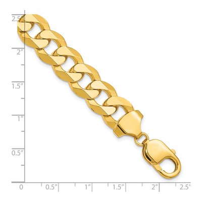 14K Yellow Gold 12mm Flat Beveled Curb Chain Bracelet – view 4