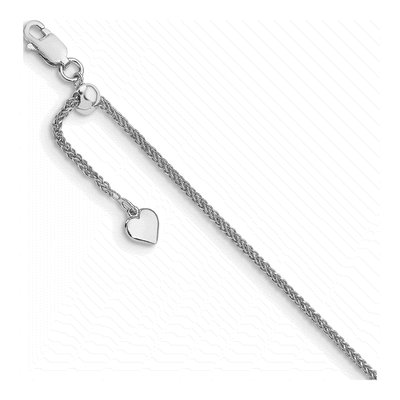 Sterling Silver 1mm Diamond-Cut Wheat Chain Anklet